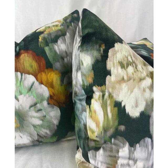 Romo Black Edition “Herbaria Velvet” in Obsidian Pillows- a Pair For Sale - Image 4 of 7