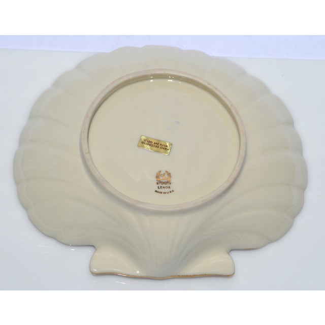 Vintage Lenox Aegean Collection Gold Trim Shell Chip & Dip Serving Dish For Sale In Miami - Image 6 of 12