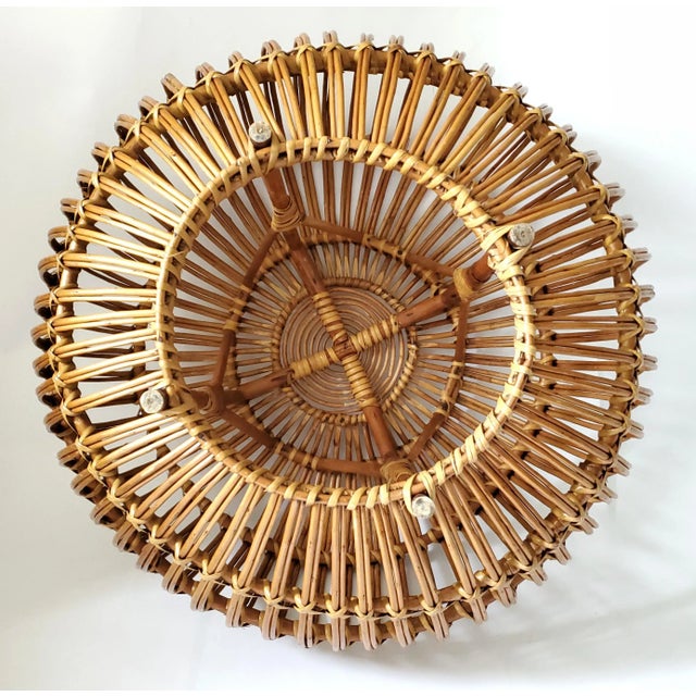 1960s Ottoman Footstool Italy by Franco Albini Wicker Pencil Reed Pouf 1960s For Sale - Image 5 of 12