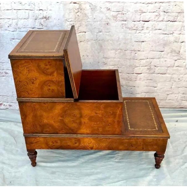 Regency Style Burl Walnut Library or Bedside Steps For Sale - Image 11 of 14