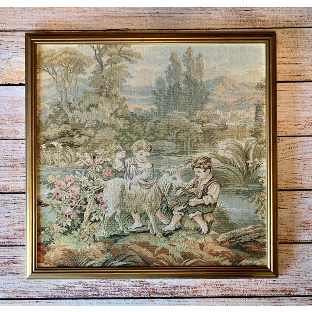 “Children’s Theme” French Country Tapestry - Framed For Sale - Image 9 of 9