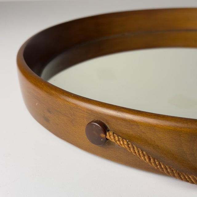 Mid-Century Wall Mirror in Teak, Italy, 1960s For Sale - Image 4 of 12