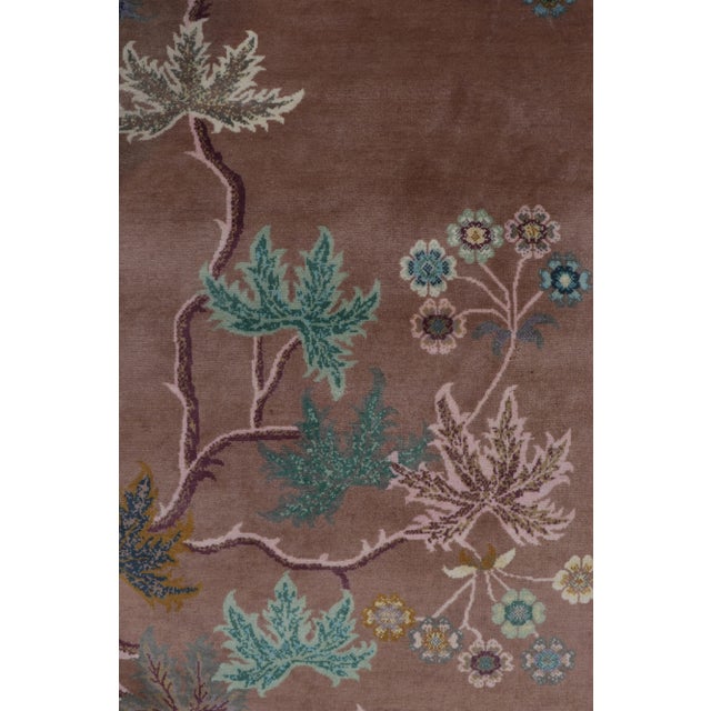 Textile Rug & Kilim Chinese Style Art Deco Rug in Brown, Bordeaux & Blue Florals - 12'x18' For Sale - Image 7 of 9