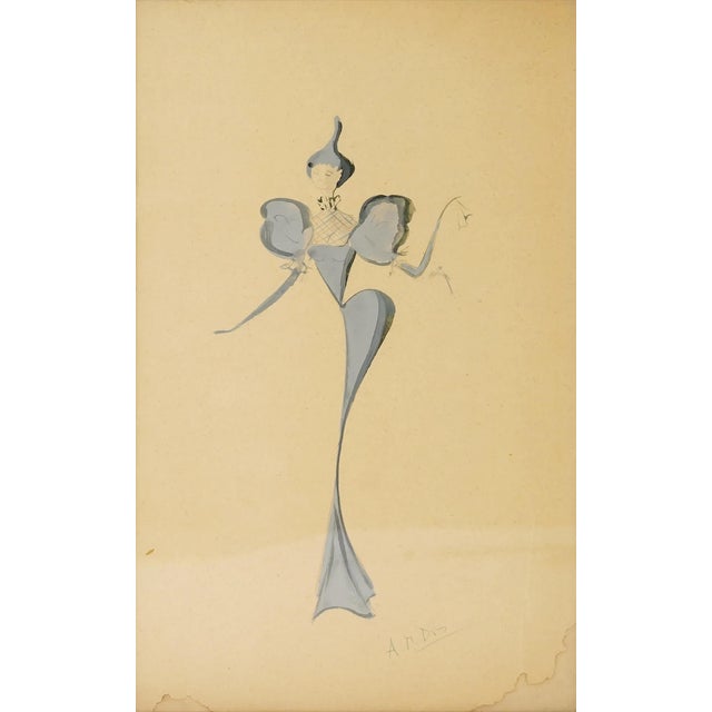Female Figure, Tempera and Pencil on Paper, France, Early 20th Century For Sale