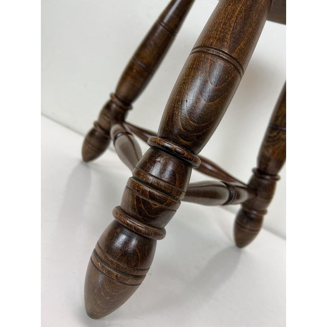 Charles Dudouyt Mid-Century French Oak Tripod Stool in the Style of Charles Dudouyt, 1950s For Sale - Image 4 of 15
