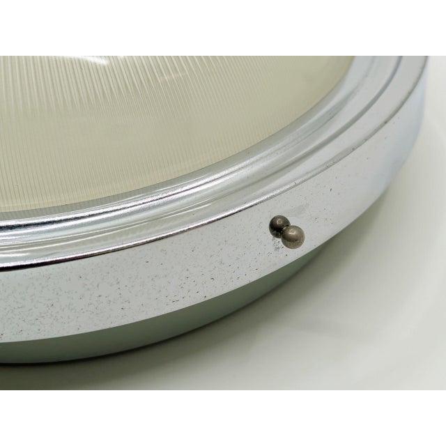 Gray Italian Chrome Plated & Grey Metal, Molded Glass Ceiling Lamp, 1960s by Sergio Mazza for Artemide For Sale - Image 8 of 11