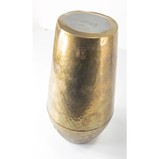 Brass Early 20th Century German Art Nouveau Jugendstil Wmf Hammered Brass Vase For Sale - Image 8 of 10
