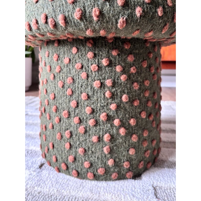 Textile Mushroom Ottoman in Sequoia Wool Dot For Sale - Image 7 of 14