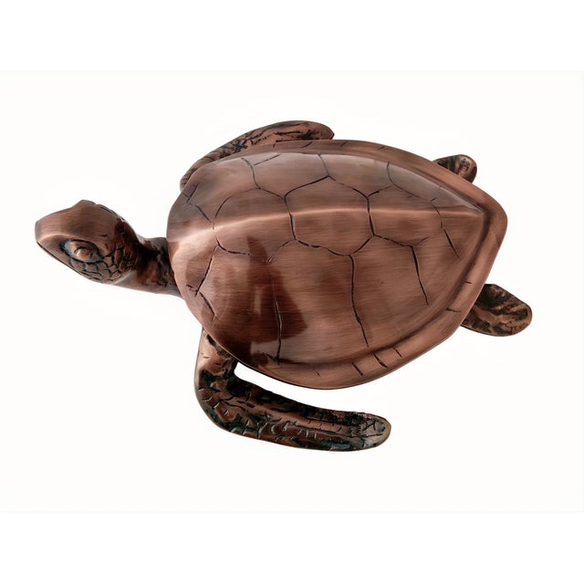 1990s Antique Copper Finished Metal Sea Turtle Sculpture For Sale - Image 5 of 7