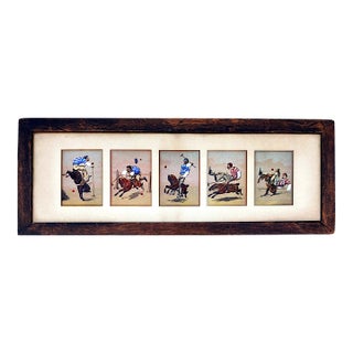 Set of 5 Original Watercolor Paintings Depicting Polo Scenes, by Charles Fernand De Condamy, C. 1880 For Sale