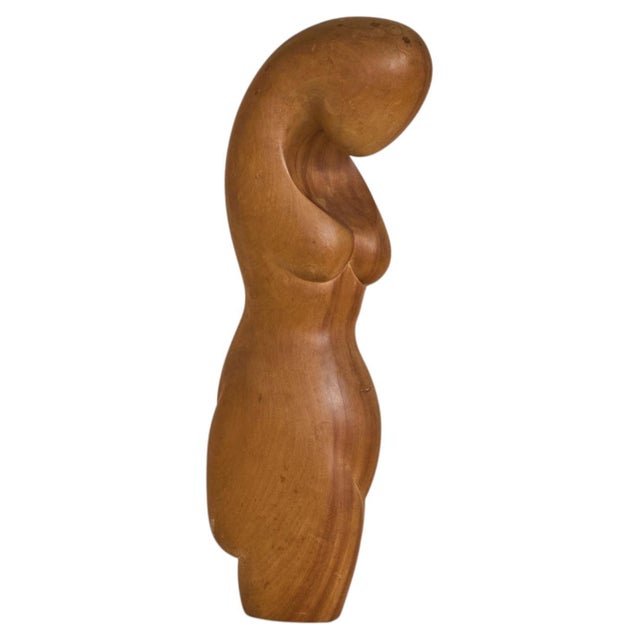 Vintage Female Form Carved Wooden Sculpture For Sale In Chicago - Image 6 of 10