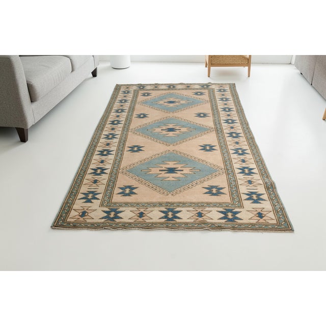 Tan Antique Handmade Vintage Carpet For Sale - Image 8 of 10