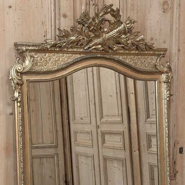 Late 19th Century 19th Century French Louis XVI Transitional Gilded Mirror For Sale - Image 5 of 16