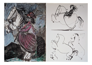 Pablo Picasso, Jacqueline Riding, Offset Color Lithographs, 1961, Set of 2