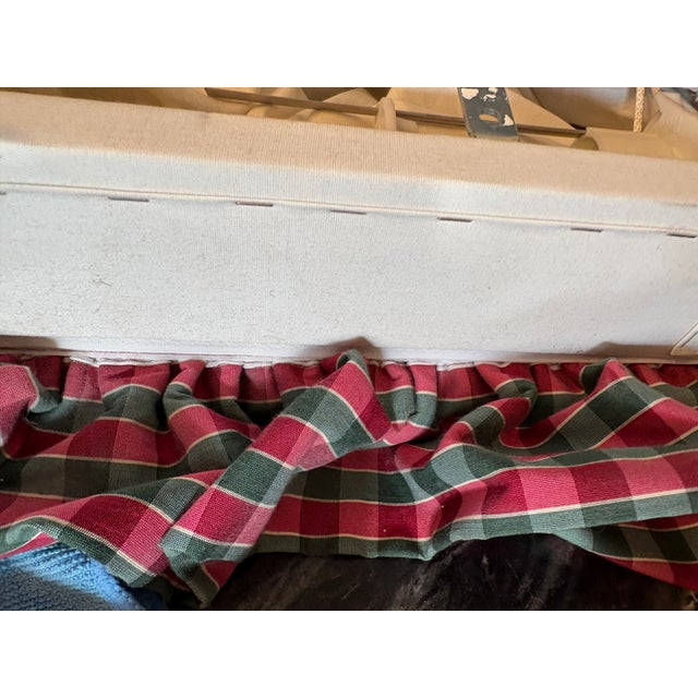 Textile Custom Plaid Silk-Style Taffeta Balloon Shade With Original Lift Hardware, 60” For Sale - Image 7 of 17