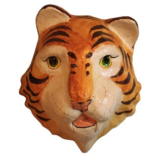 Decorative Paper-Mâché Tiger Mask For Sale