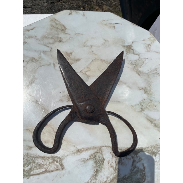 Gothic 15th Century Medieval Iron Scissors With Makers Mark Shears 600+ Years Old Antique Tools Farming Tailoring For Sale - Image 3 of 5