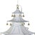A Three-Tiered Pagoda-Topped Lantern Chandelier Adorned With Blue Details and Gold Hanging Bells. For Sale In New York - Image 6 of 9