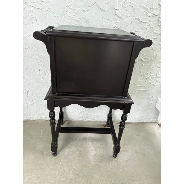 Wood 1920s James A. Cole “Mastermade” Black Wooden Humidor Cabinet With Copper-Lined Interior For Sale - Image 7 of 12
