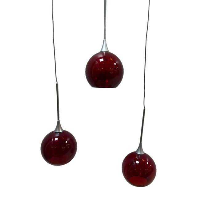 Bruck Lighting Bobo Red Pendant Lights, Set of Three For Sale