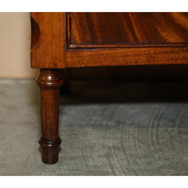 Brown Vintage Bow Fronted Flamed Hardwood Tables, Set of 2 For Sale - Image 8 of 18