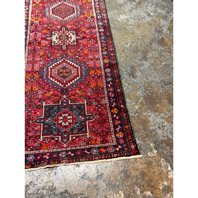 Red 3ft 1in × 10ft 10in Karajeh Heriz Persian Rug, Circa 1930's For Sale - Image 8 of 12
