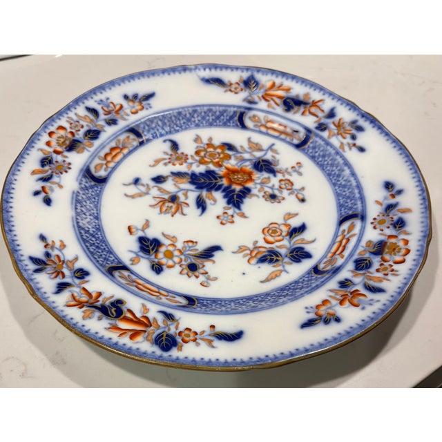 This gorgeous Antique Minton Stone China dinner plate in the Amherst Japan pattern, featuring a bold Imari-inspired...