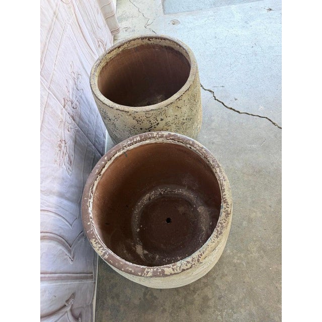 Pair of Large 20th Century Pitted Limestone-Finish Terra Cotta Planters For Sale - Image 10 of 14