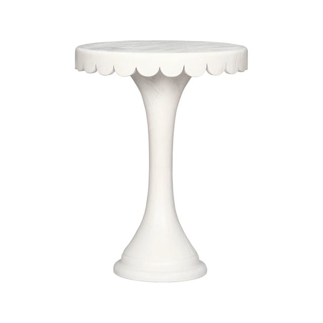 2020s Scalloped White Round Drinks Table For Sale - Image 5 of 8