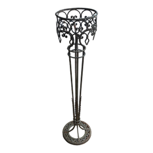 Antique Oscar Bach Renaissance Revival Ornate Wrought Iron Jardiniere Plant Stand, Circa 1910