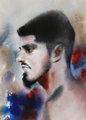 Eve Nethercott, Portrait of a Man (P5.27), Watercolor on Paper