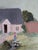 Green Mid-Century Modern 'Cottage Garden Gathering' Vintage Original Landscape Oil Painting, Framed For Sale - Image 8 of 10