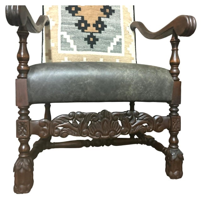Indigenous artisanal work joins with Spanish Colonial design. Antique 19th Century Hacienda Chair Reupholstered With...