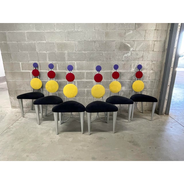 Postmodern American Memphis Group Style Multi Colored Dining Chairs - Set of 6 For Sale - Image 10 of 10