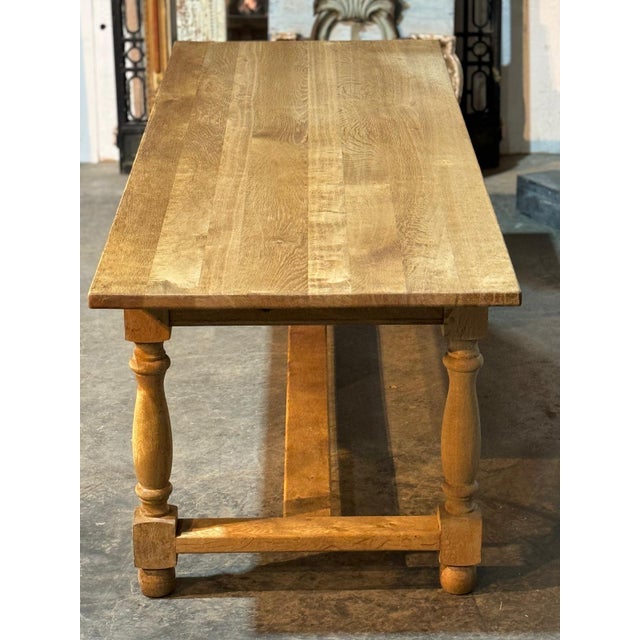 Large Bleached Oak Farmhouse Dining Table, 1920s For Sale - Image 17 of 18