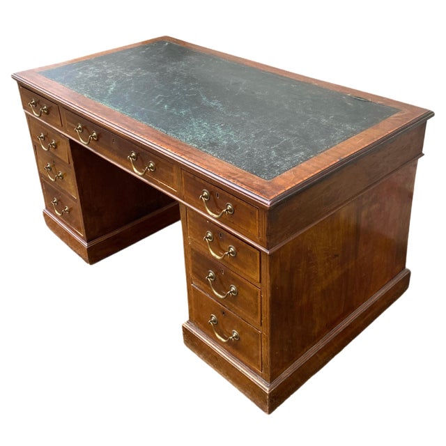 Vintage English Walnut Drawer Unit Desk, 1930 For Sale - Image 4 of 11