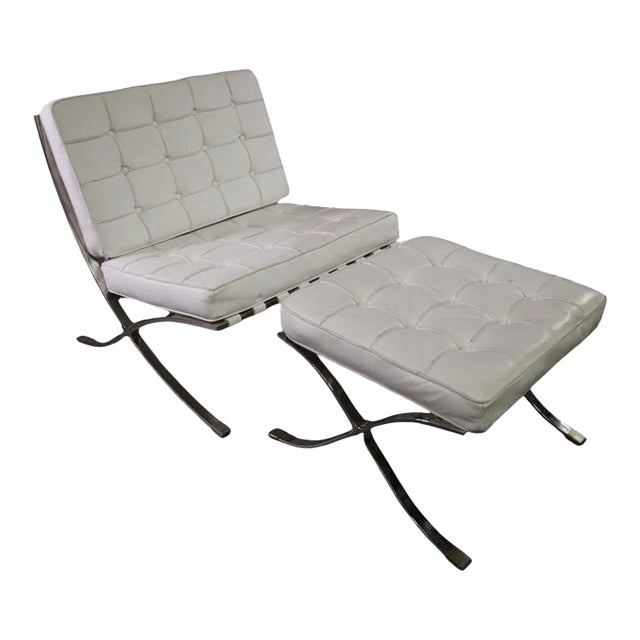 Knoll Mies Van Der Rohe Iconic Barcelona Lounge Chair and Ottoman For Sale