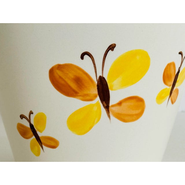 Stangl 1970s Stangl Pottery Flower Pot With Handpainted Butterflies For Sale - Image 4 of 7