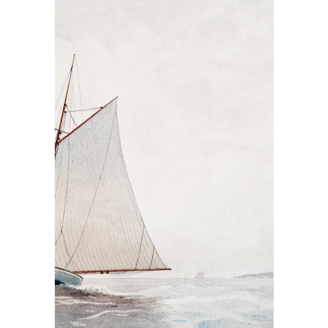Sailing Off Gloucester, Vintage Art Print Reproduction, 24" × 18" For Sale - Image 4 of 5