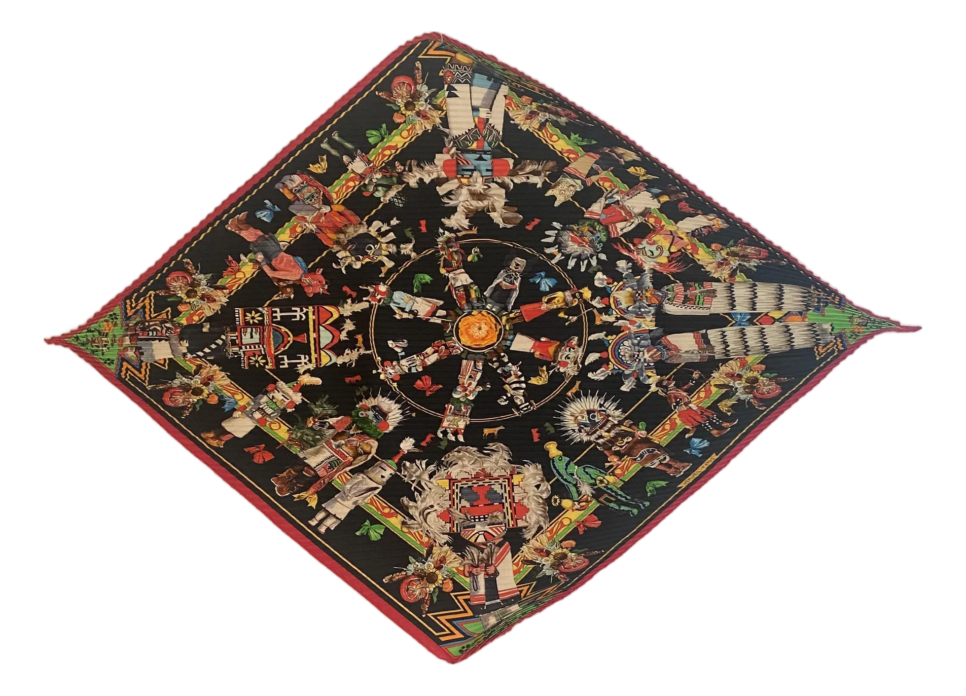 Late 20th Century Hermes Plisse Silk Scarf by Kermit Oliver