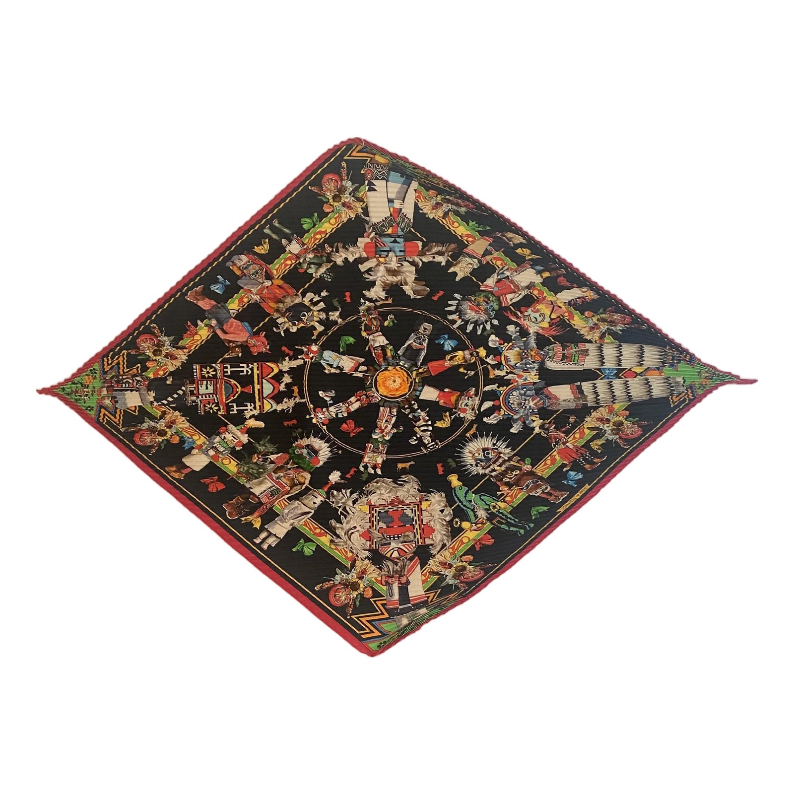 Late 20th Century Hermes Plisse Silk Scarf by Kermit Oliver