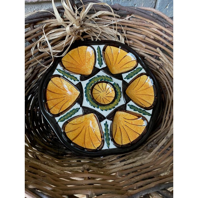 1950s French Saint Jean De Bretagne Majolica Oyster Plate For Sale - Image 12 of 15