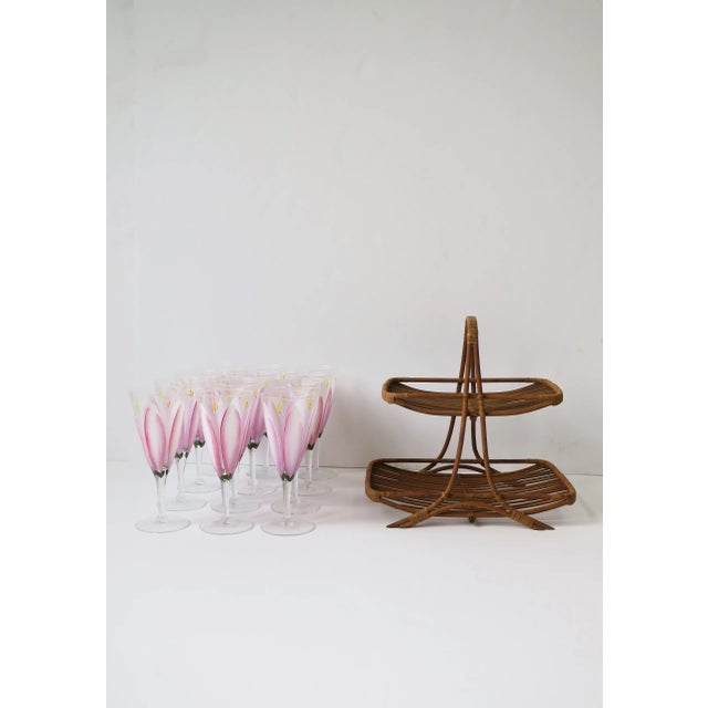 Champagne Flutes Glasses Flower Design, Set of 12 For Sale - Image 9 of 13