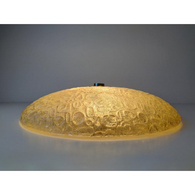 Large Mid-Century Modern Textured Glass Flush Mount or Wall Light, Germany, 1970s For Sale - Image 4 of 18