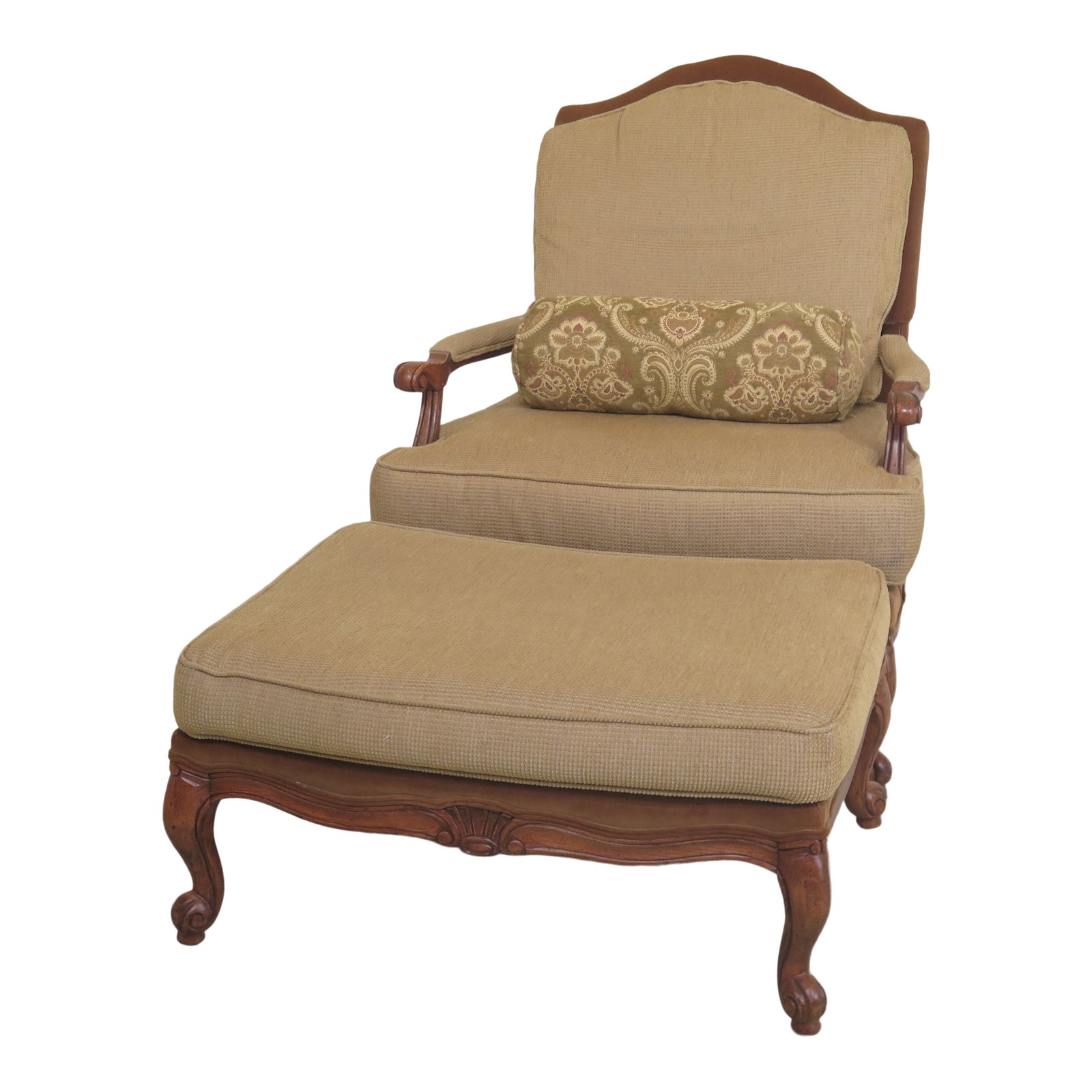 Modern Ethan Allen French Oversized Arm Chair & Ottoman Chairish