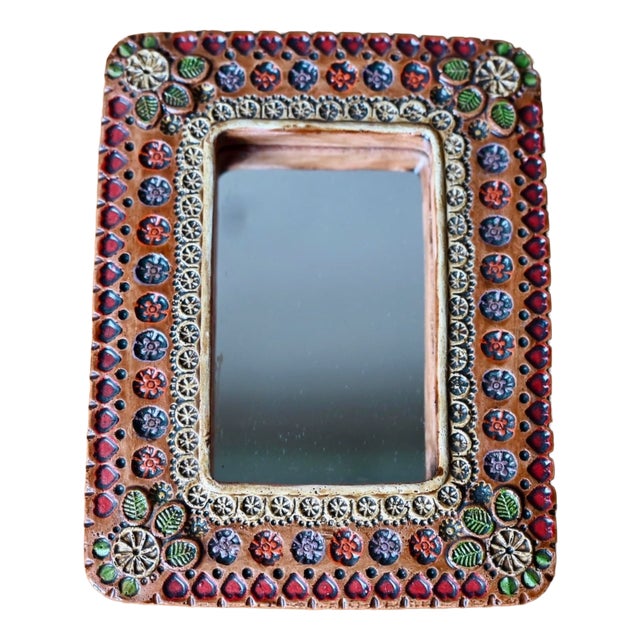 Handcrafted Ceramic Wall Mirror, Vallauris, 1960s For Sale