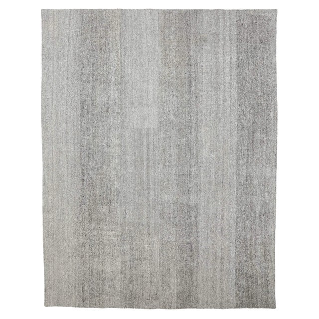 Textile Mid 20th Century Gray Vintage Large Kilim Rug For Sale - Image 7 of 7
