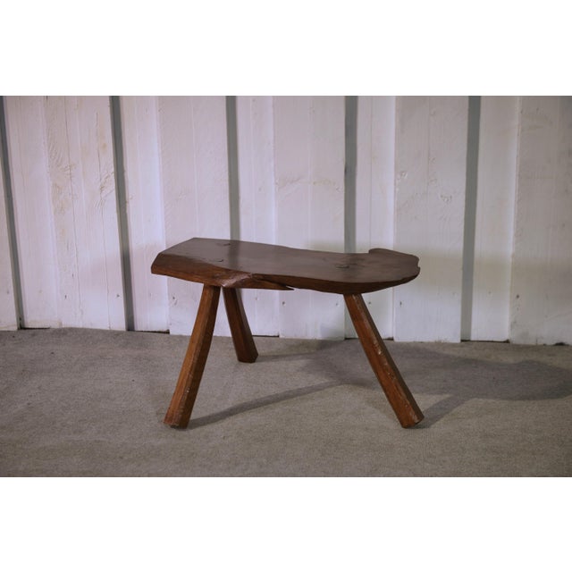 Vintage Brutalist Oak Stool, 1960s For Sale - Image 10 of 10
