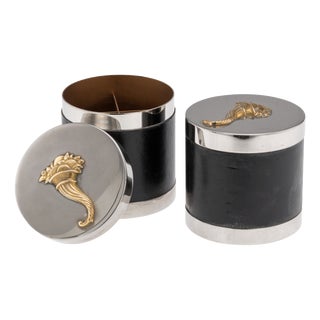 Vintage 20th Century French Silver-Plated Cigarette Boxes from Hermès, 1980, Set of 2 For Sale
