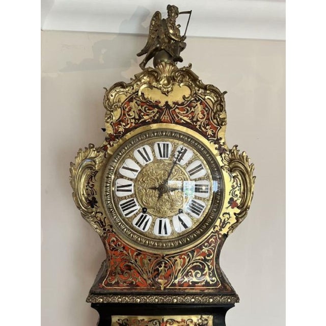 Napoleon III Marquetry Inlaid Eight Day Longcase Clock, 1870s For Sale - Image 4 of 16